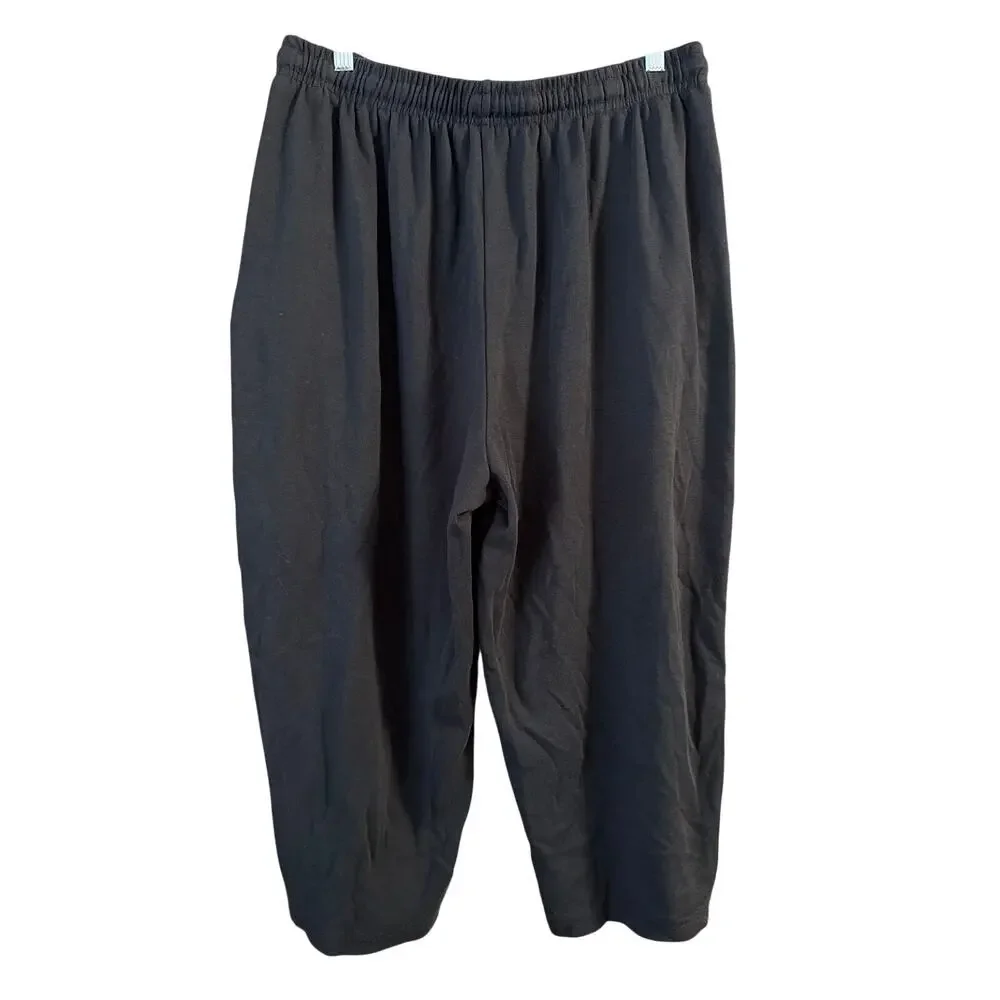 Woman Within Women's Plus Size Black Drawstring Capri Pants Size 22/24 1X